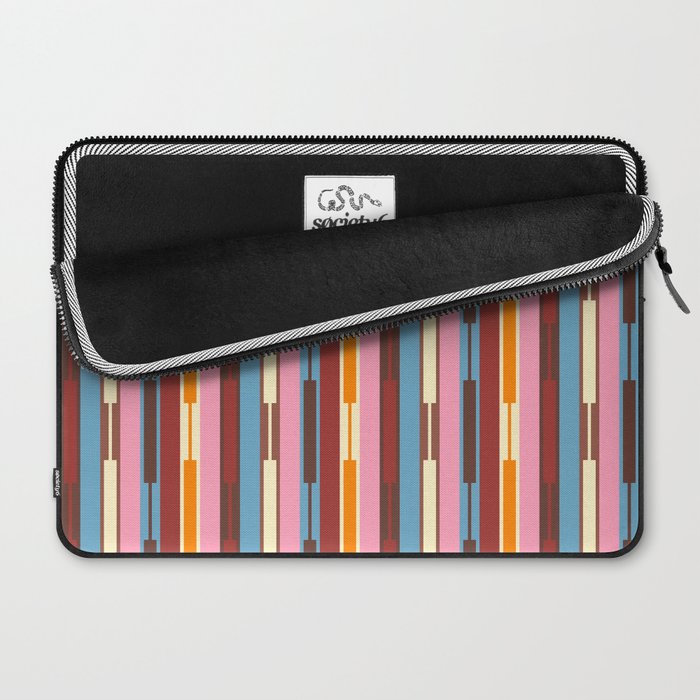 Eclectic Geo Chain Vertical Block Stripes Geometric Pattern Laptop Sleeve Gallery Image 2