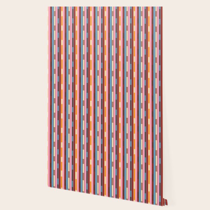 Eclectic Geo Chain Vertical Block Stripes Geometric Pattern Wallpaper Gallery Image 2