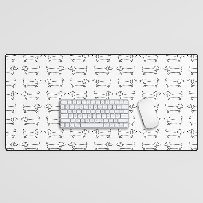 Dachshunds pattern in black and white Desk Mat Gallery Image 1