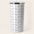 Dachshunds pattern in black and white Travel Mug Gallery Image 1