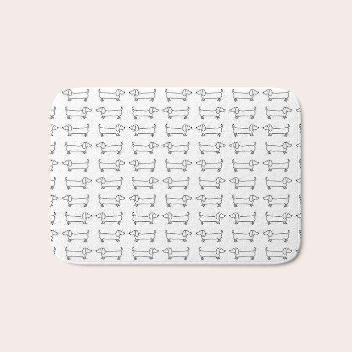 Dachshunds pattern in black and white Bath Mat Gallery Image 1