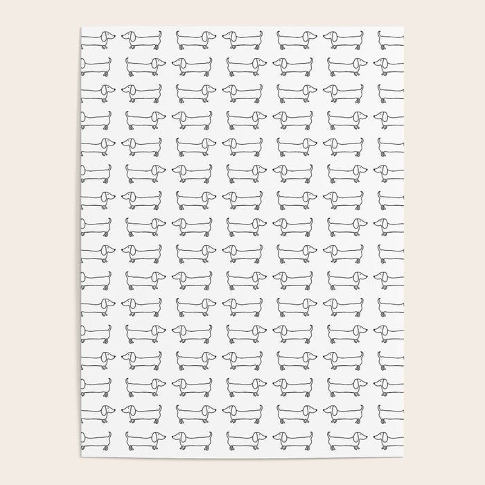 Dachshunds pattern in black and white Poster Gallery Image 4