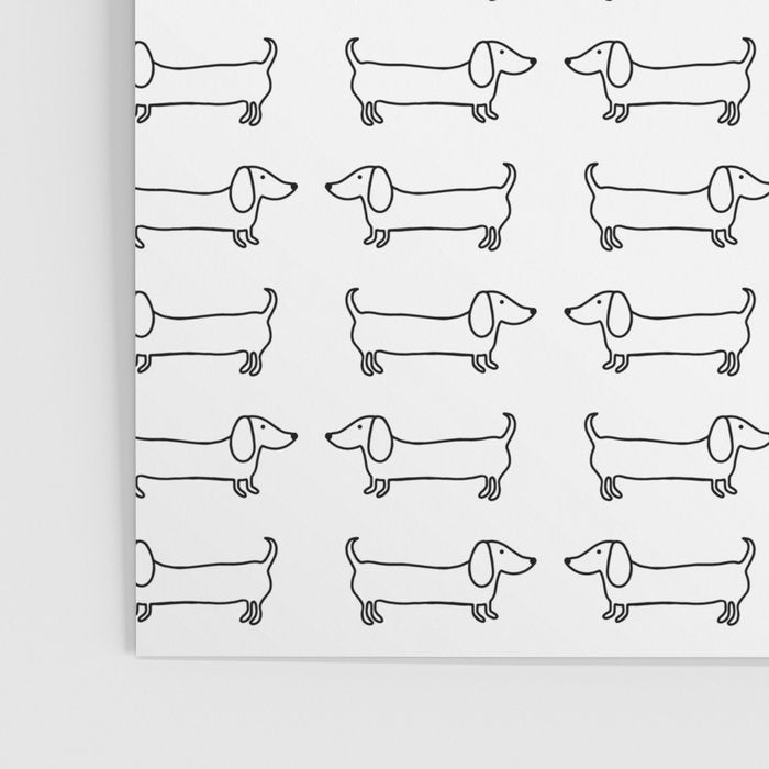 Dachshunds pattern in black and white Poster Gallery Image 3