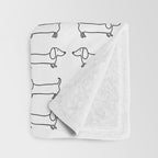 Dachshunds pattern in black and white Throw Blanket Gallery Image 3