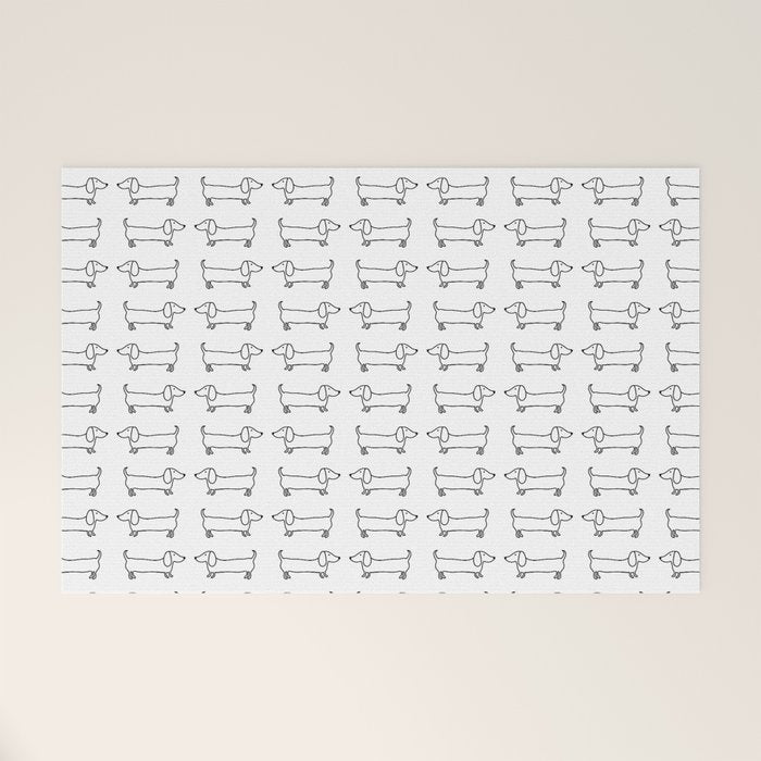 Dachshunds pattern in black and white Welcome Mat Gallery Image 1