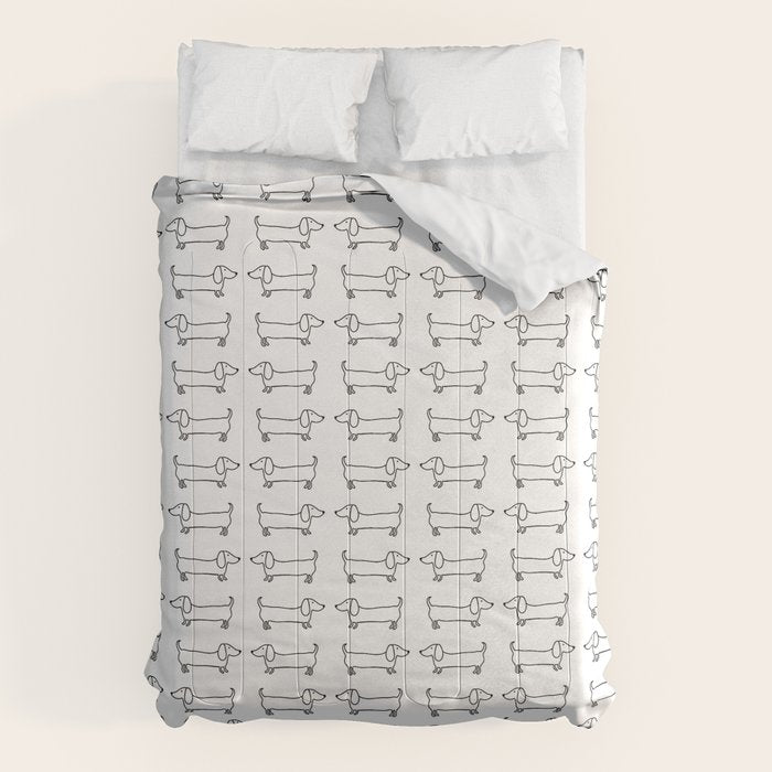 Dachshunds pattern in black and white Comforter Gallery Image 6