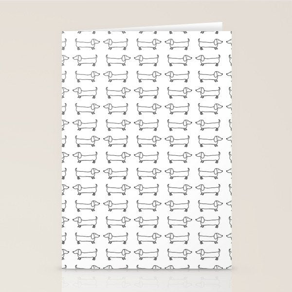 Dachshunds pattern in black and white Stationery Card Gallery Image 2