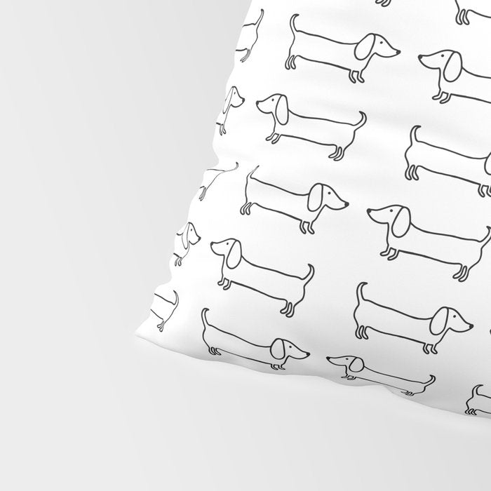 Dachshunds pattern in black and white Pillow Sham Gallery Image 4