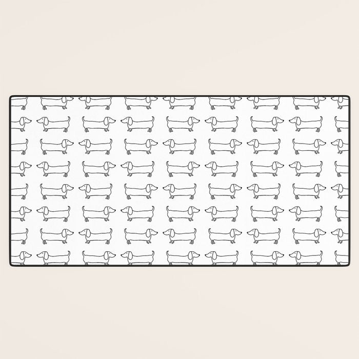 Dachshunds pattern in black and white Desk Mat Gallery Image 3