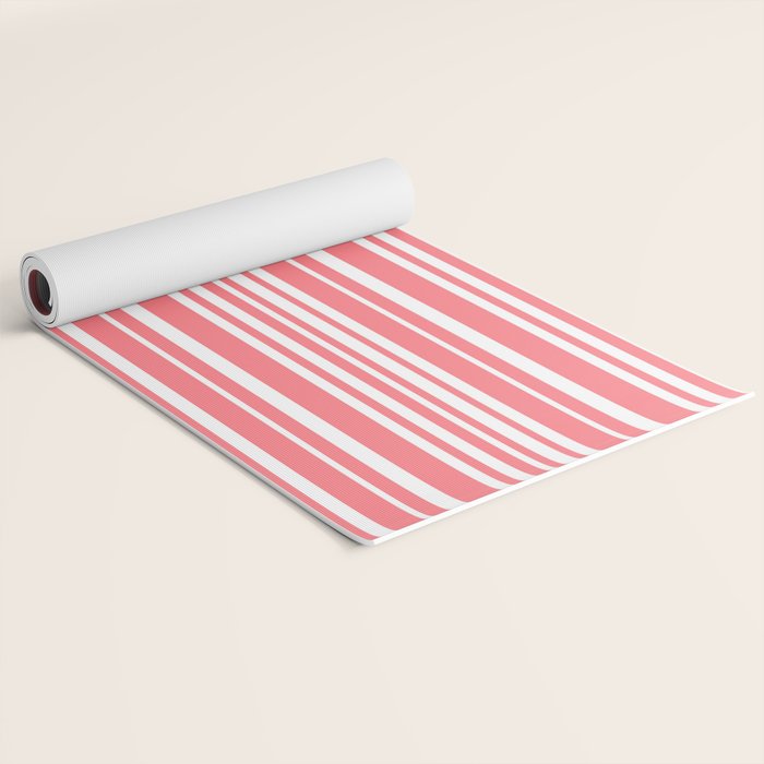 Classic Stripes XXXII - Coral Pink Yoga Mat Gallery Image 2