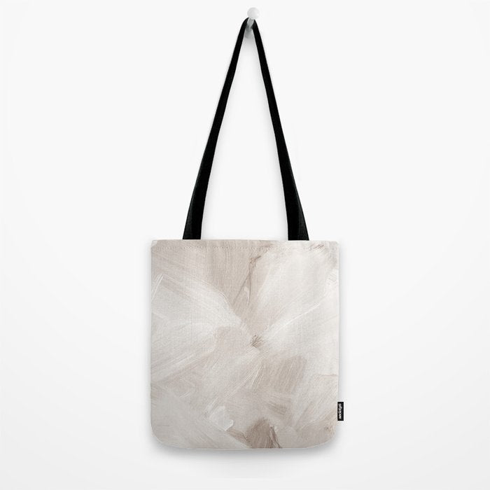 Neutral Beige Abstract, Brushstroke Art Print by Synplus Tote Bag Gallery Image 2