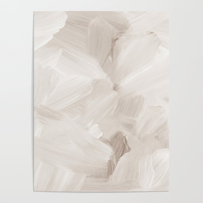 Neutral Beige Abstract, Brushstroke Art Print by Synplus Poster Gallery Image 1