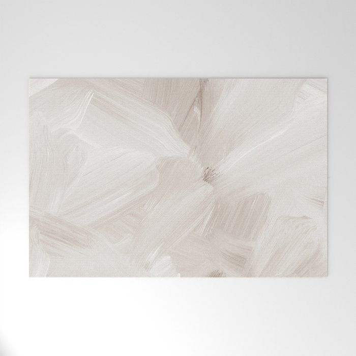 Neutral Beige Abstract, Brushstroke Art Print by Synplus Welcome Mat Gallery Image 1