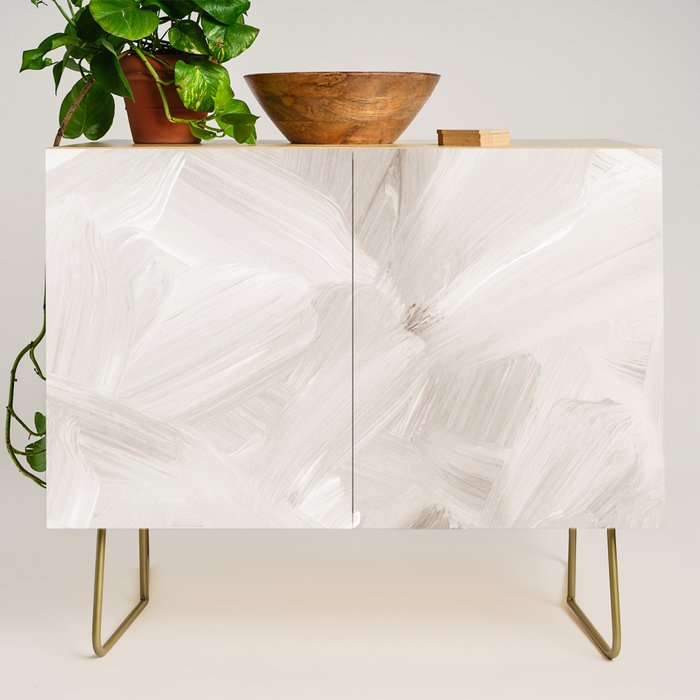 Neutral Beige Abstract, Brushstroke Art Print by Synplus Credenza Gallery Image 1