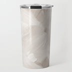 Neutral Beige Abstract, Brushstroke Art Print by Synplus Travel Mug Gallery Image 1