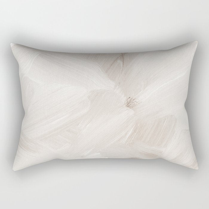 Neutral Beige Abstract, Brushstroke Art Print by Synplus Rectangular Pillow Gallery Image 1