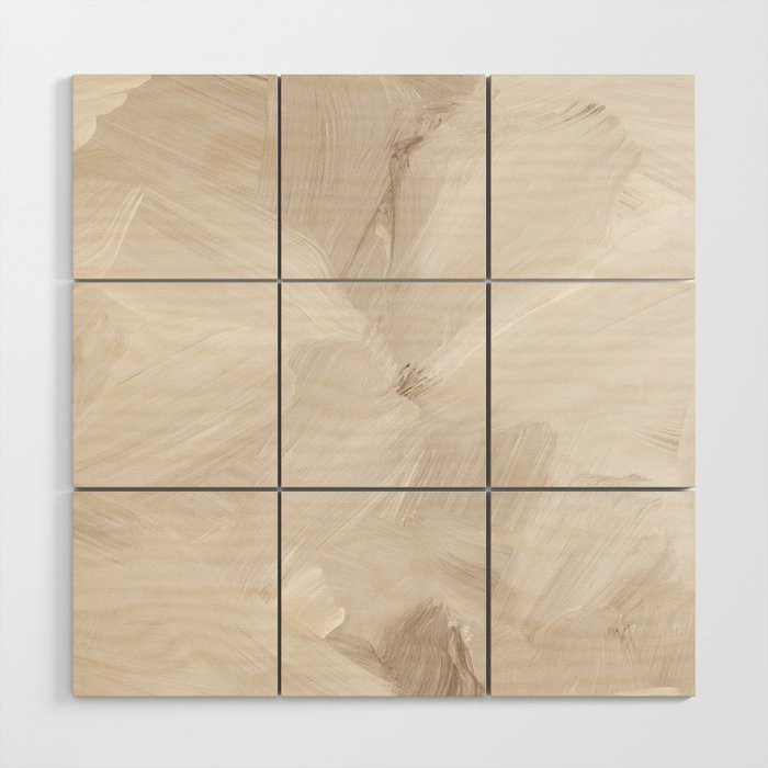 Neutral Beige Abstract, Brushstroke Art Print by Synplus Wood Wall Art Gallery Image 1