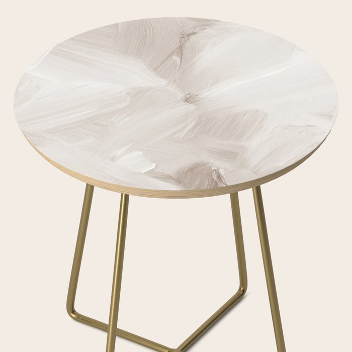 Neutral Beige Abstract, Brushstroke Art Print by Synplus Side Table Gallery Image 2