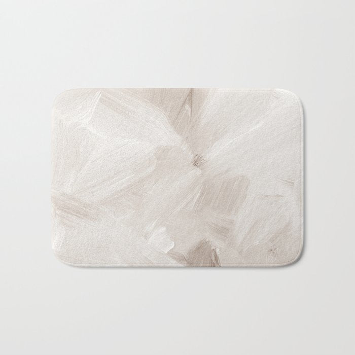 Neutral Beige Abstract, Brushstroke Art Print by Synplus Bath Mat Gallery Image 1