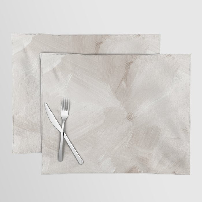 Neutral Beige Abstract, Brushstroke Art Print by Synplus Placemat Gallery Image 1