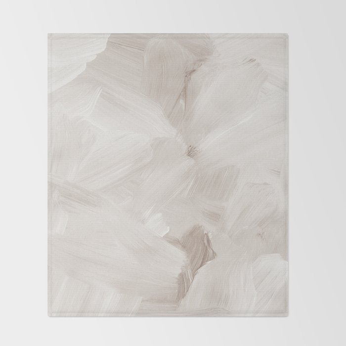 Neutral Beige Abstract, Brushstroke Art Print by Synplus Throw Blanket Gallery Image 2