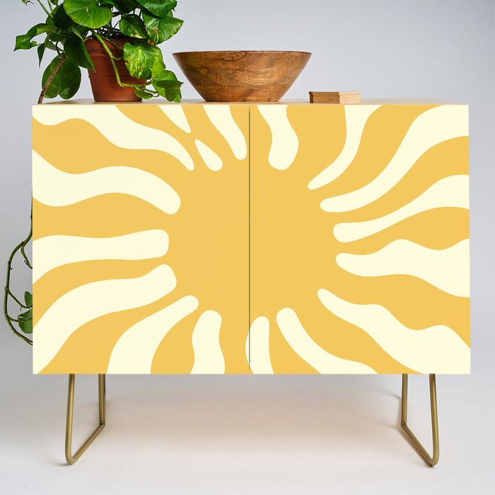 Sun Rays  \\ Vanilla Cream Beige & Lemon Cake Yellow Color Palette Credenza Gallery Image 1