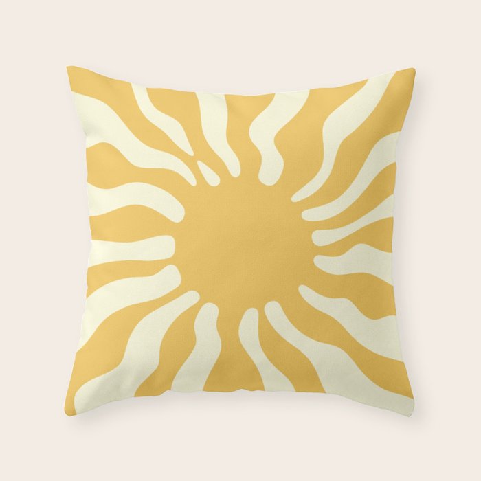 Sun Rays  \\ Vanilla Cream Beige & Lemon Cake Yellow Color Palette Throw Pillow Gallery Image 6