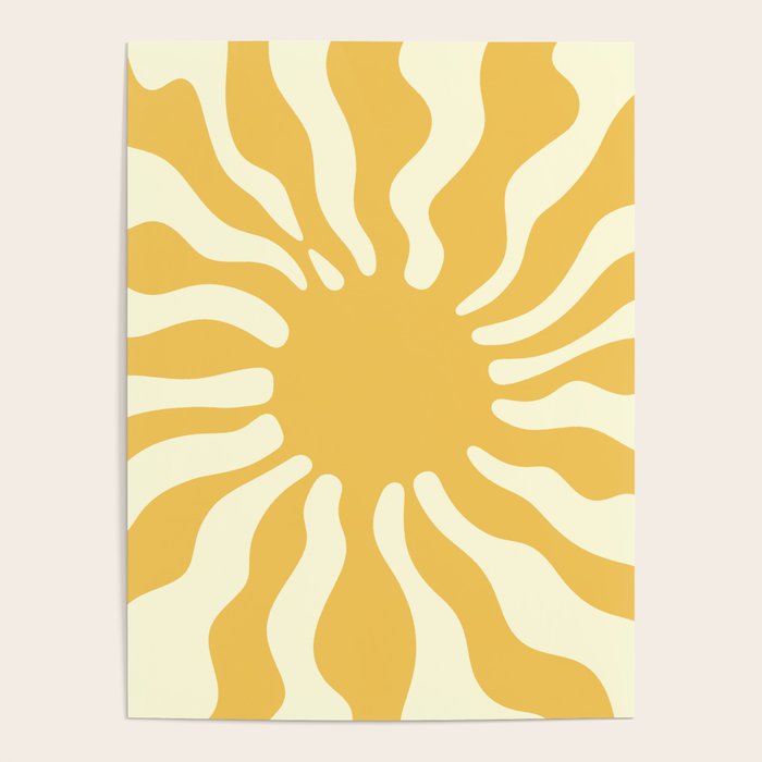 Sun Rays  \\ Vanilla Cream Beige & Lemon Cake Yellow Color Palette Poster Gallery Image 4
