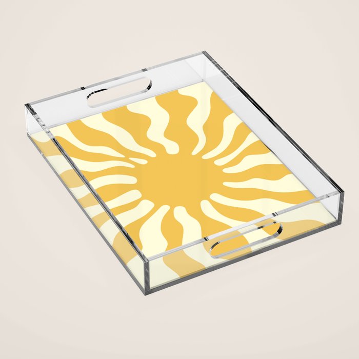 Sun Rays  \\ Vanilla Cream Beige & Lemon Cake Yellow Color Palette Acrylic Tray Gallery Image 1