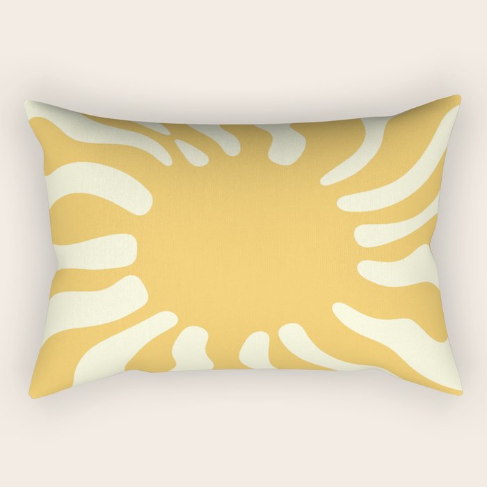 Sun Rays  \\ Vanilla Cream Beige & Lemon Cake Yellow Color Palette Rectangular Pillow Gallery Image 2
