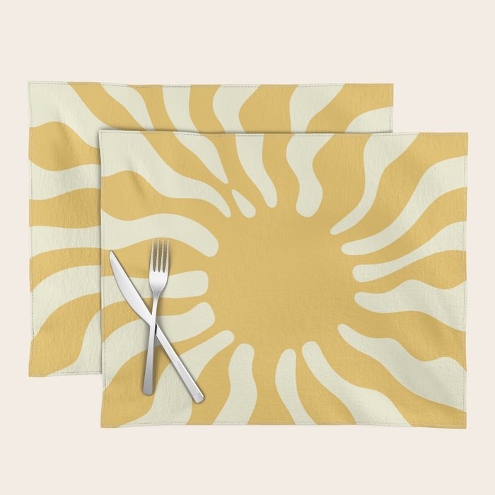 Sun Rays  \\ Vanilla Cream Beige & Lemon Cake Yellow Color Palette Placemat Gallery Image 1