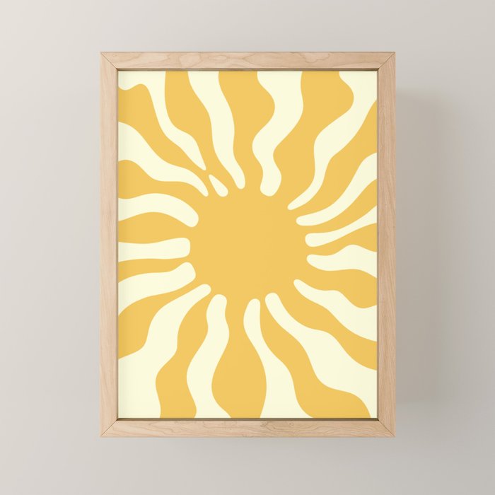 Sun Rays  \\ Vanilla Cream Beige & Lemon Cake Yellow Color Palette Mini Art Print Gallery Image 1