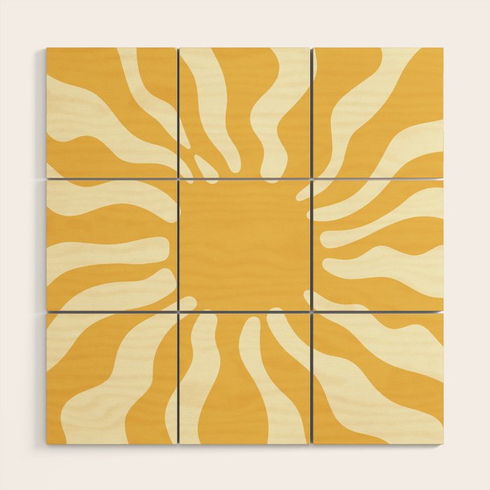 Sun Rays  \\ Vanilla Cream Beige & Lemon Cake Yellow Color Palette Wood Wall Art Gallery Image 1