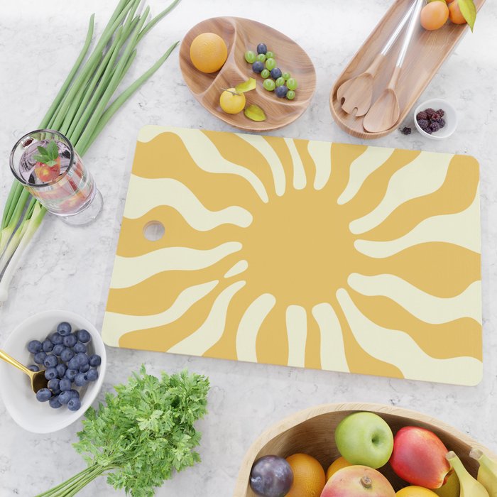 Sun Rays  \\ Vanilla Cream Beige & Lemon Cake Yellow Color Palette Cutting Board Gallery Image 2
