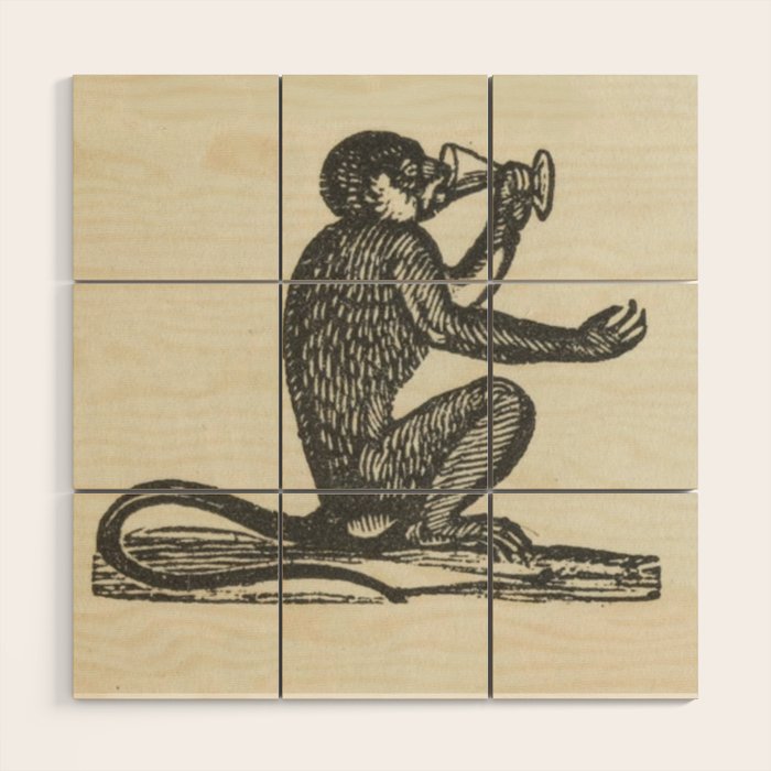 Drinking Monkey Wood Wall Art Gallery Image 1