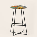 Quirky Abstract Vintage Retro Floral Stool Gallery Image 1