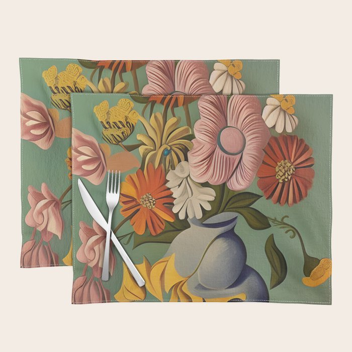 Quirky Abstract Vintage Retro Floral Placemat Gallery Image 1