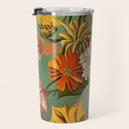 Quirky Abstract Vintage Retro Floral Travel Mug Gallery Image 3
