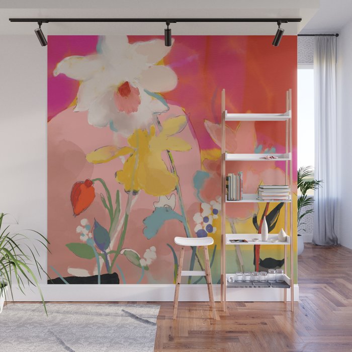 blooming abstract pink Wall Mural Gallery Image 1