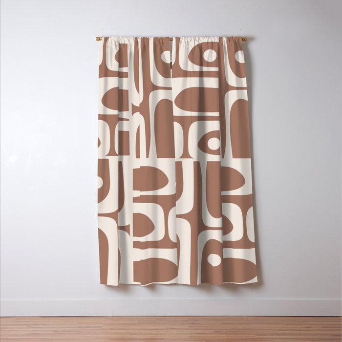 Midcentury Modern Piquet 4 Inspired by PANTONE 17 1230 Color of the Year Mocha Mousse Window Curtain Gallery Image 3