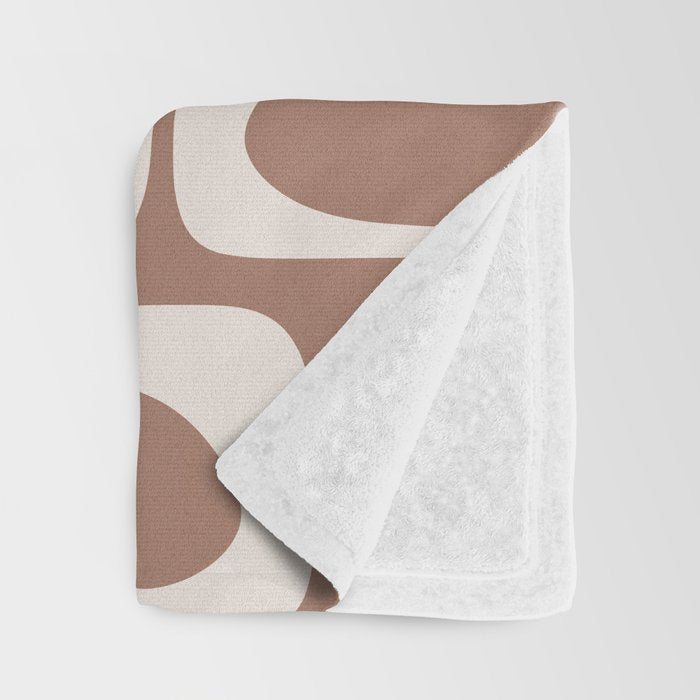 Midcentury Modern Piquet 4 Inspired by PANTONE 17 1230 Color of the Year Mocha Mousse Throw Blanket Gallery Image 3