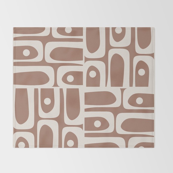 Midcentury Modern Piquet 4 Inspired by PANTONE 17 1230 Color of the Year Mocha Mousse Throw Blanket Gallery Image 2