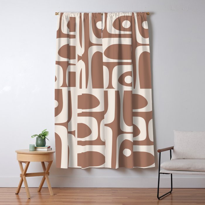 Midcentury Modern Piquet 4 Inspired by PANTONE 17 1230 Color of the Year Mocha Mousse Window Curtain Gallery Image 5