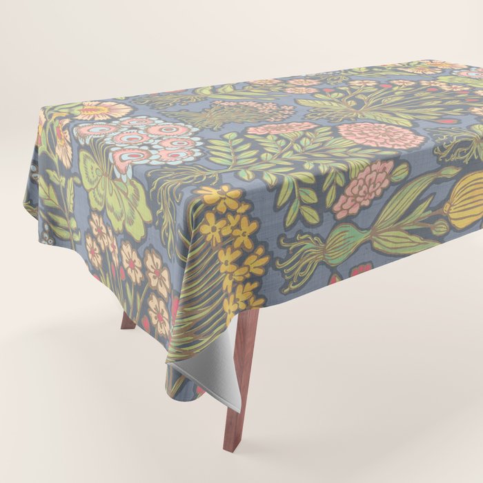 Floral Botanical Mille Fleur Pattern Tablecloth Gallery Image 1
