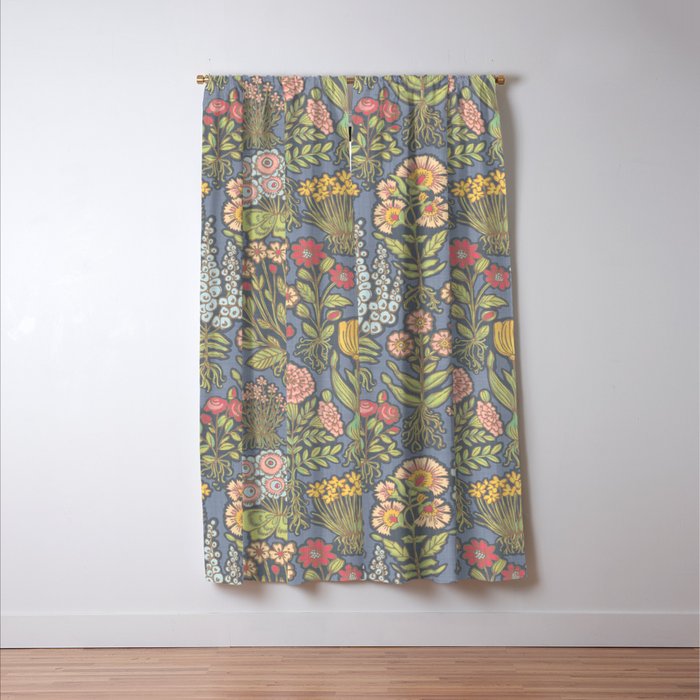 Floral Botanical Mille Fleur Pattern Window Curtain Gallery Image 3