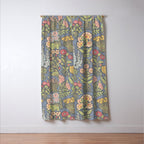 Floral Botanical Mille Fleur Pattern Window Curtain Gallery Image 3