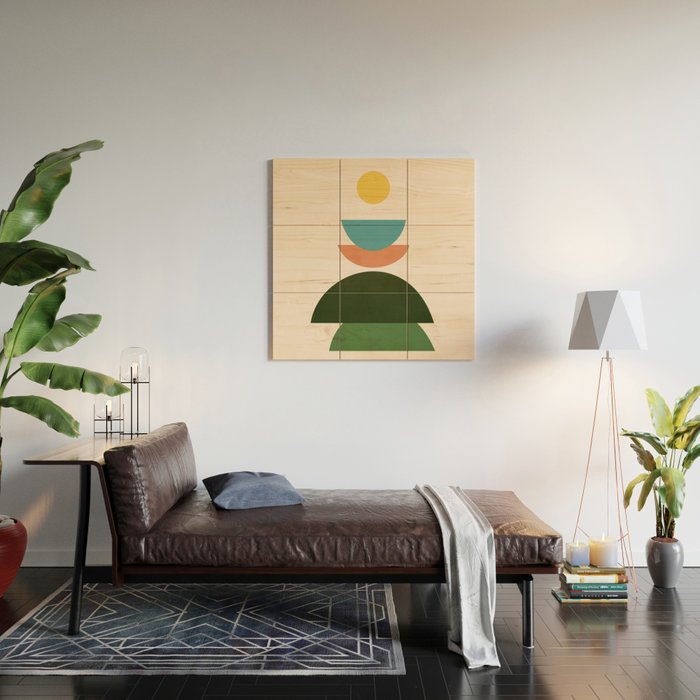Abstract Shape Design Wood Wall Art Gallery Image 2
