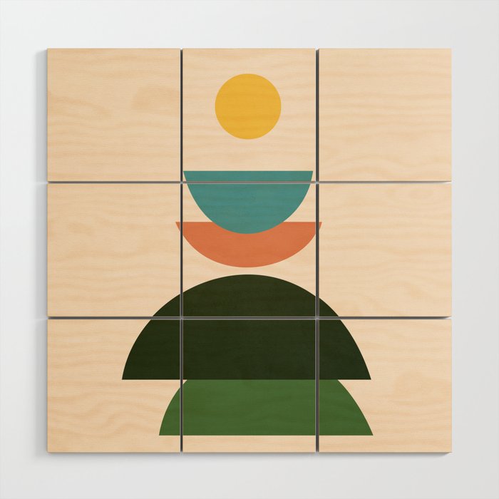 Abstract Shape Design Wood Wall Art Gallery Image 1