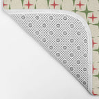 Atomic Christmas Mid Century Modern Stars Retro Xmas Red Green and Cream Small Pattern Bath Mat Gallery Image 2