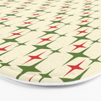 Atomic Christmas Mid Century Modern Stars Retro Xmas Red Green and Cream Small Pattern Bath Mat Gallery Image 3